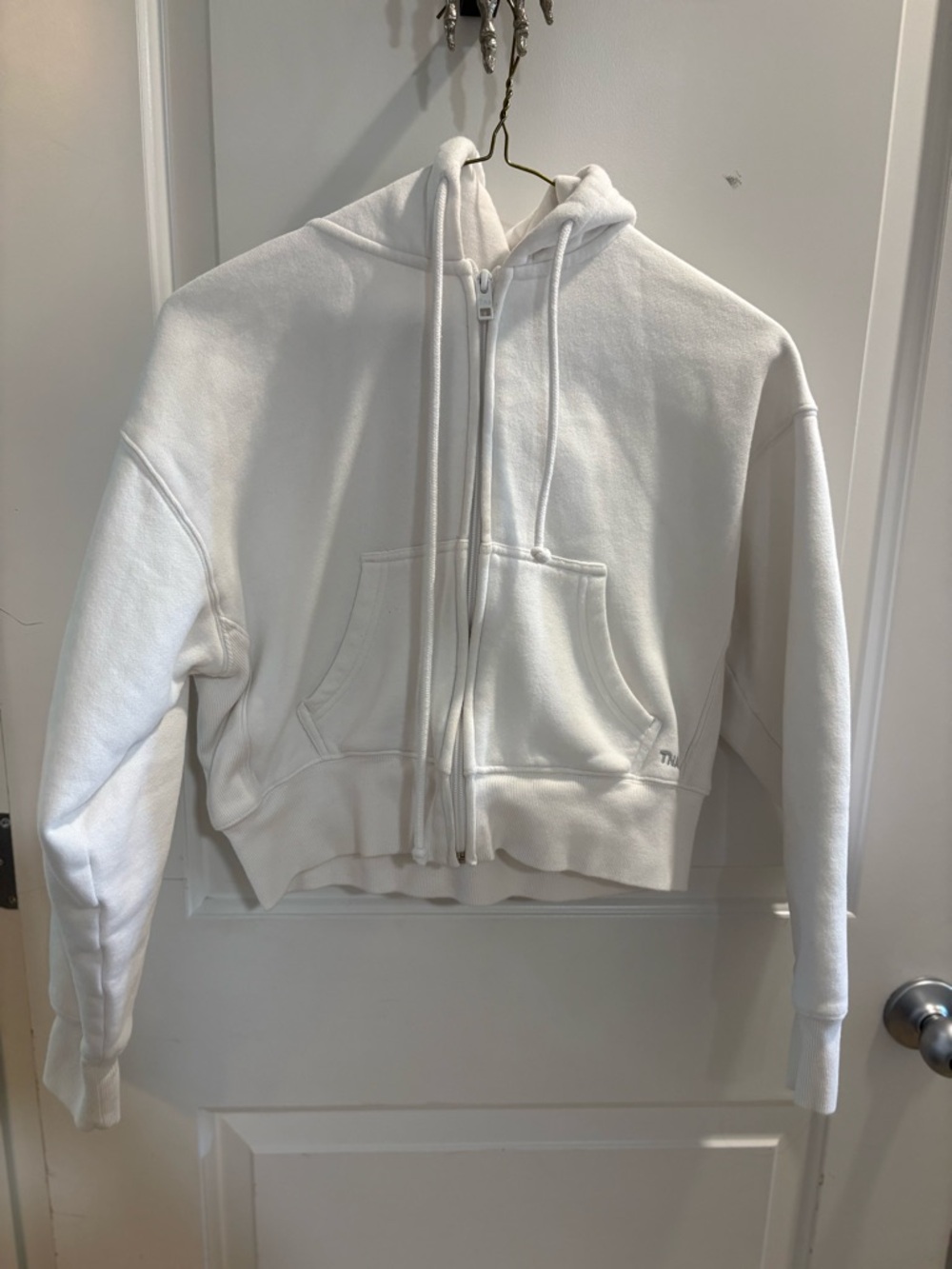 Aritzia TNA Sweatfleece Zip Hoodie in white 🤍
